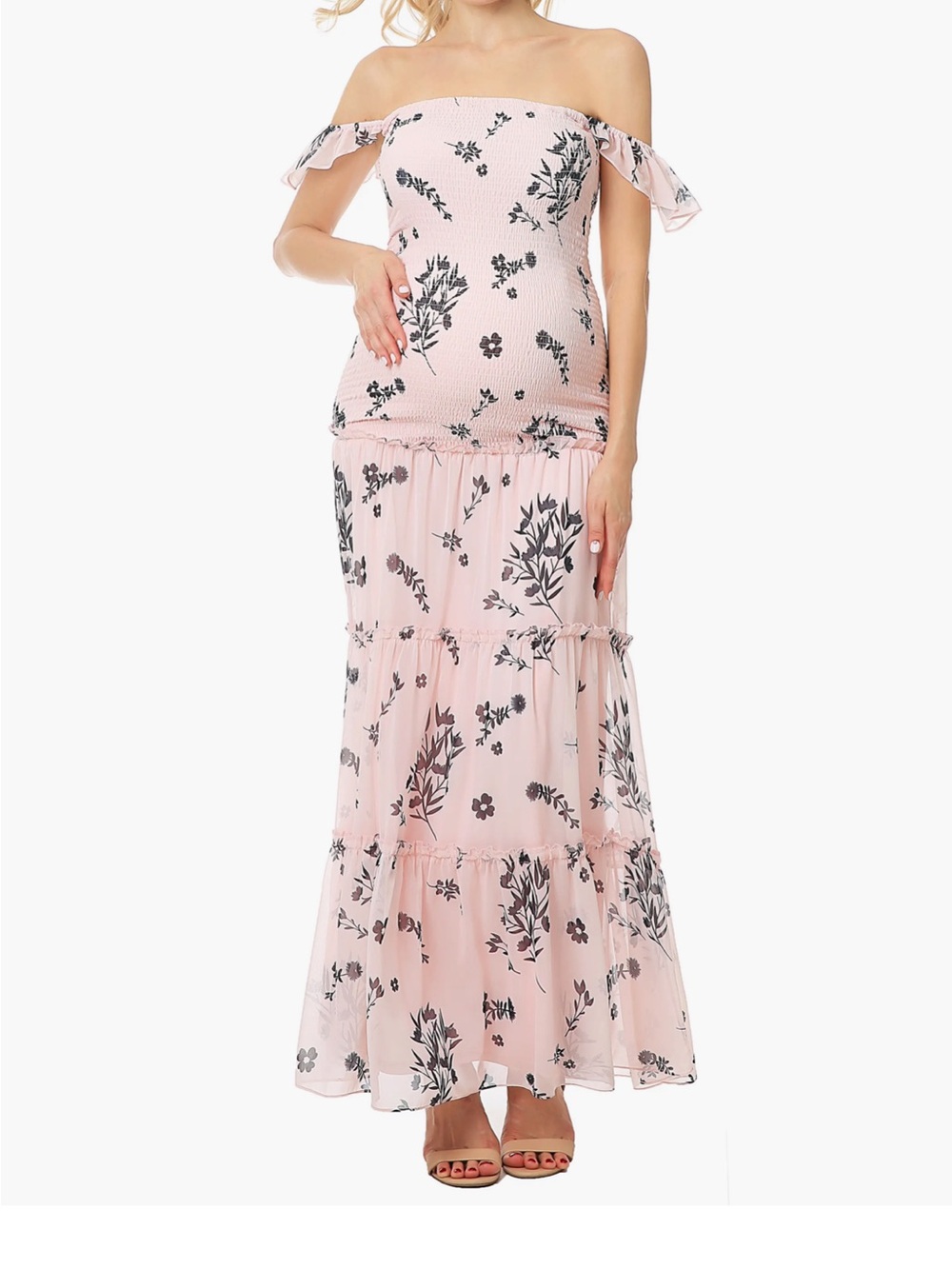 Charity Smocked Maternity Maxi Dress